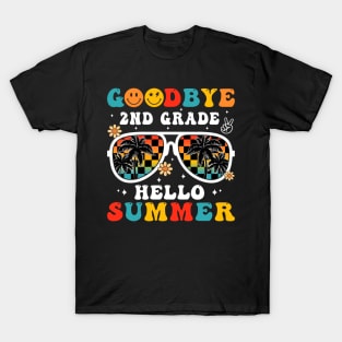 Goodbye 2nd Grade Hello Summer Groovy Last Day Of School T-Shirt